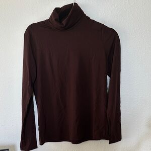 Eileen Fisher Petite Small Brown Turtleneck Long Sleeve Knit Top